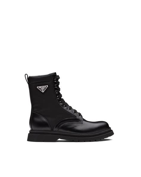 stivali combat tipo prada|Black Brushed Leather Combat Boots .